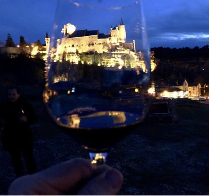 Alcazar of Segovia with wine